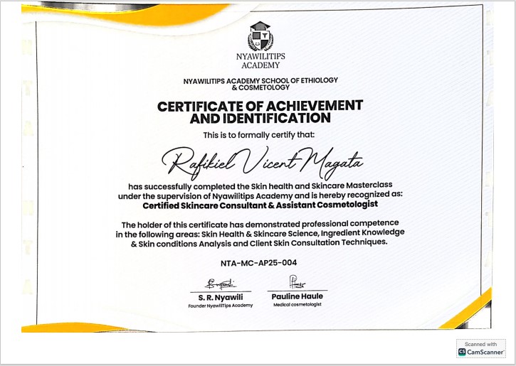 Certificate of Achievement — Rafikiel Vicent Magata
